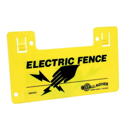 GALLAGHER Electric Fence Warning Sign Yellow G602404